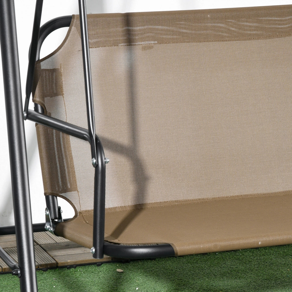 Dondolo da Giardino 3 Posti 172x110x153 cm con Copertura Regolabile in Acciaio e Poliestere Marrone e Grigio
