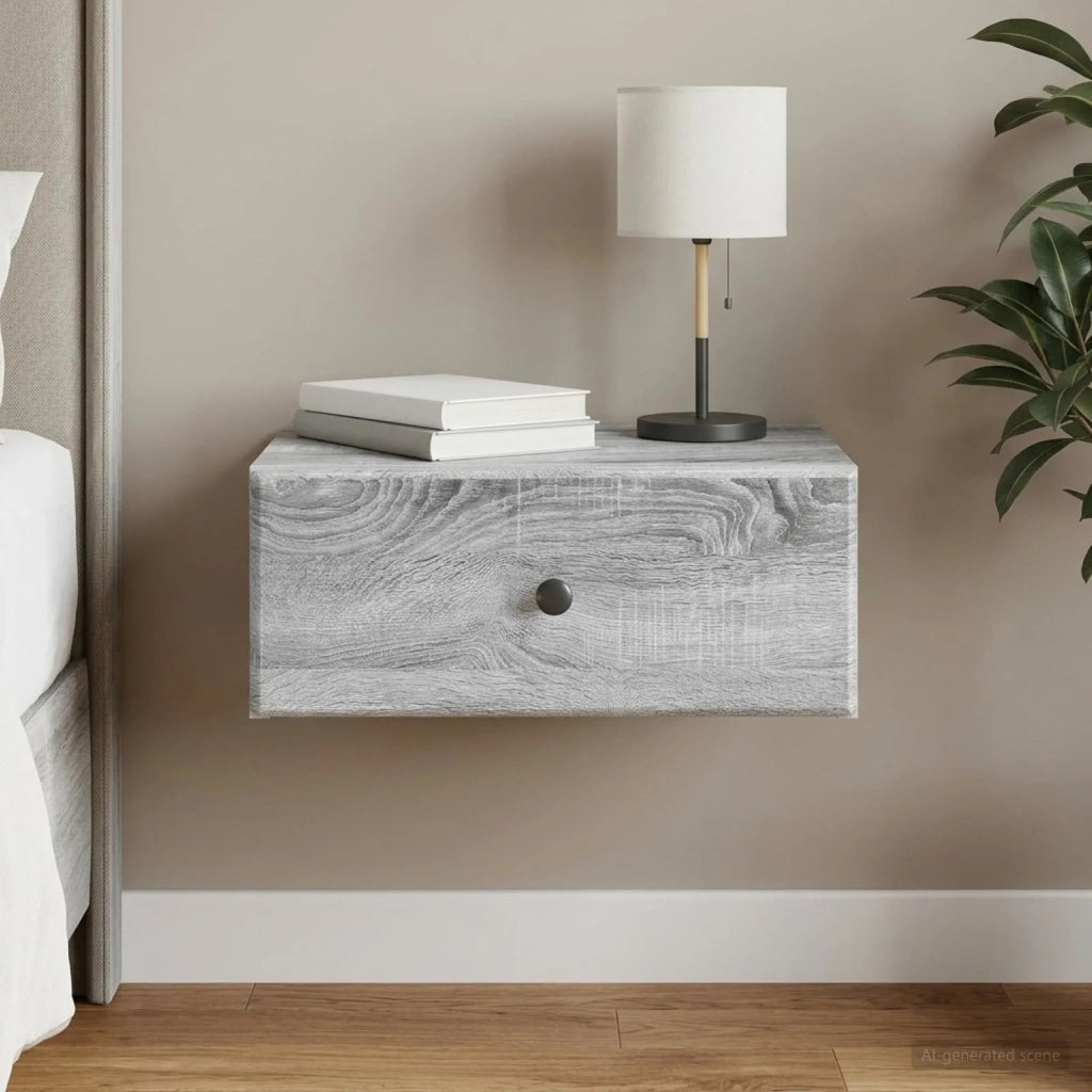 Mobiletto da notte a muro Grigio Sonoma 49 x 34,5 x 20 cm 899137