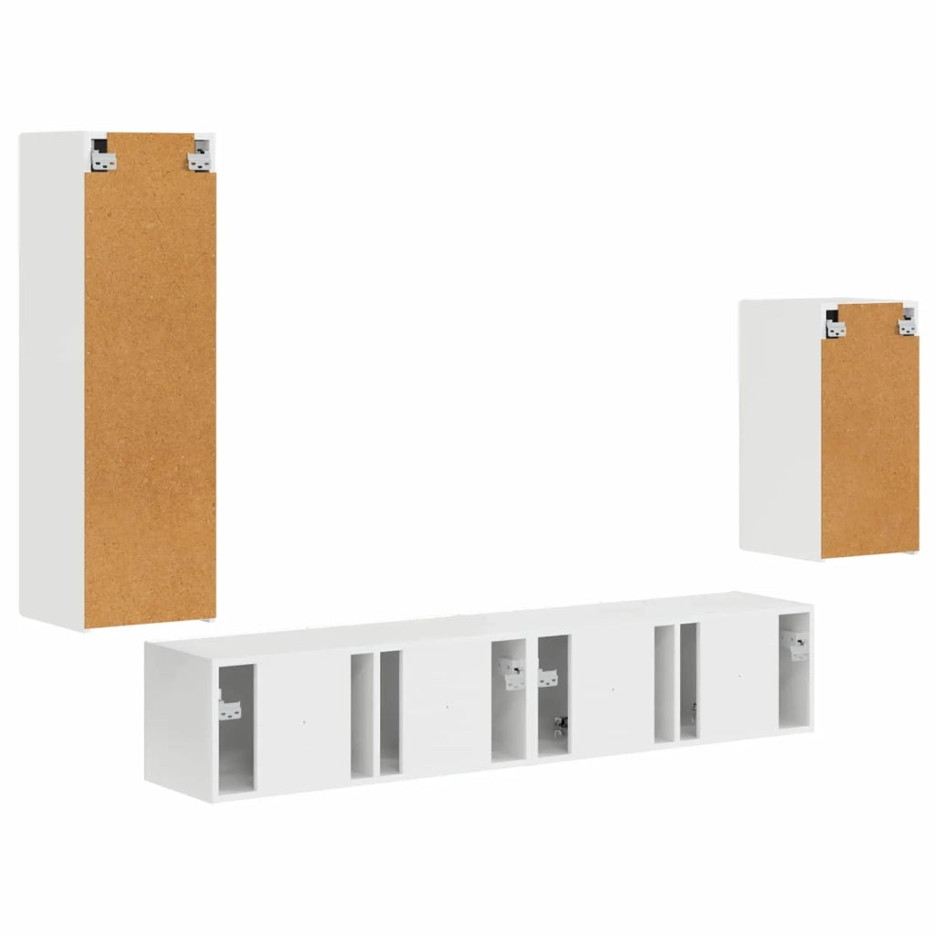 Set mobile TV 4 pcs Bianco Lucido Legno multistrato