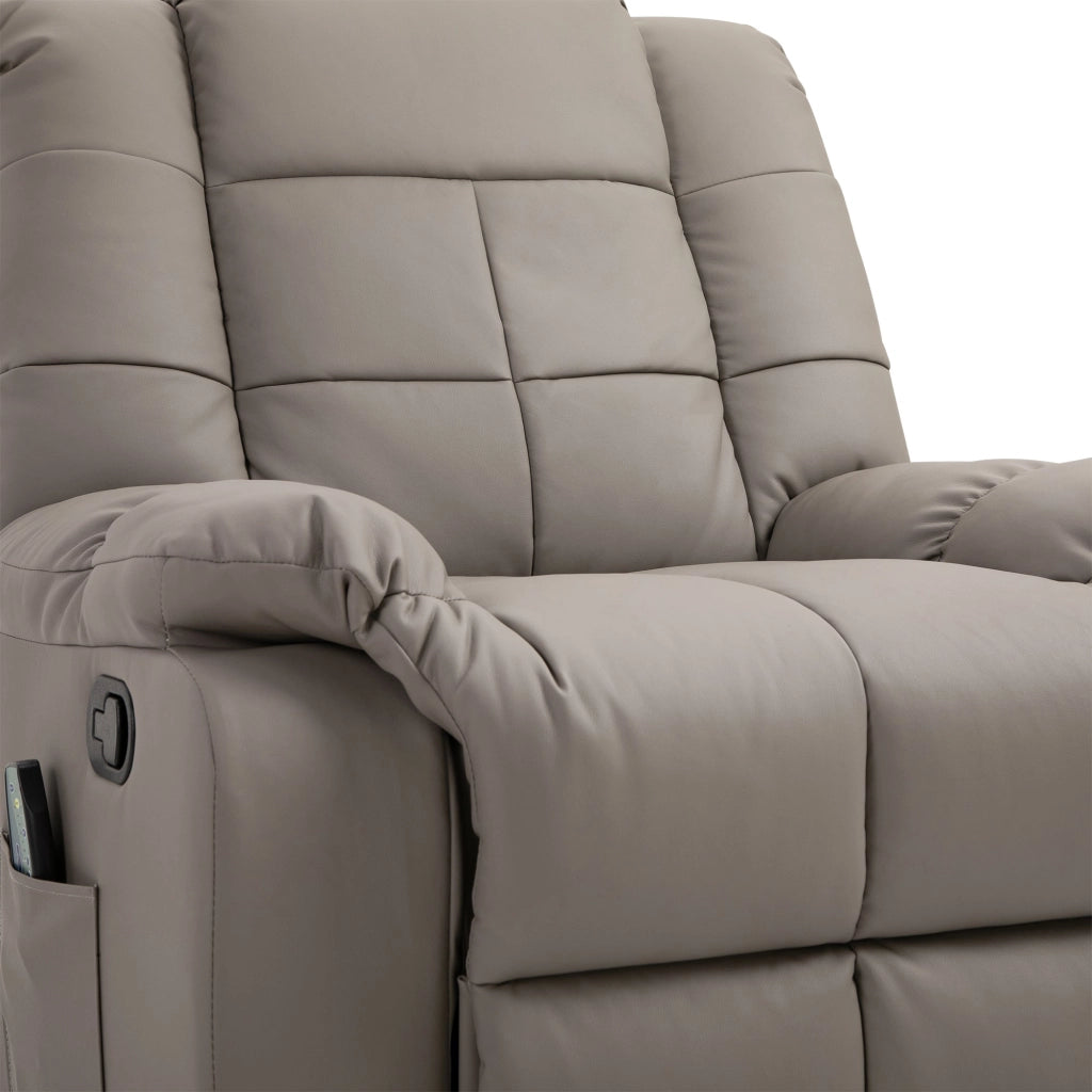 Poltrona Relax con 8 Punti Massaggio e Reclinazione a 165° 94x99x99 cm in Similpelle Grigio