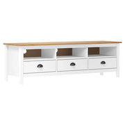 Mobile TV multimediale scaffale TV credenza TV sala da pranzo soggiorno camera da letto Hill Range 158 x 40 x 47 cm legno di pino massiccio bianco 02_0027639