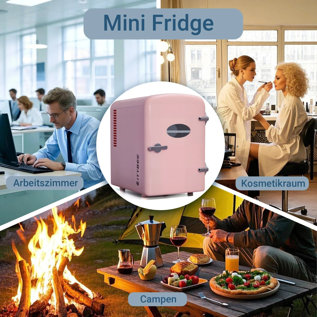 ZMH Mini frigo 4L rosa 12V/230V silenzioso per auto campeggio ufficio