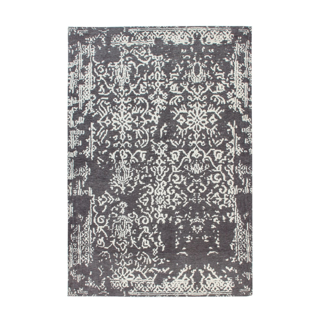 Tappeto vintage River 120 in cotone jacquard grigio antracite