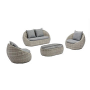 Set 4 Pezzi Salotto da Giardino 4 Posti Santorini con Divano 2 Poltrone e Tavolino in Polyrattan Grigio