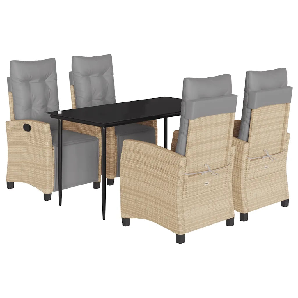 vidaXL Set Pranzo da Giardino 5 pz con Cuscini Beige Misto Polyrattan