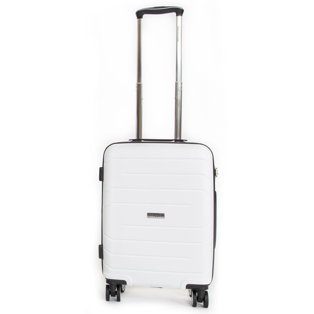 Trolley Valigia Rigido Bagaglio a Mano in Polipropilene 4 TSA Ruote Ravizzoni Michelangelo Bianco