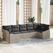 Set di divani con cuscino 7 pcs Grigio chiaro polyrattan