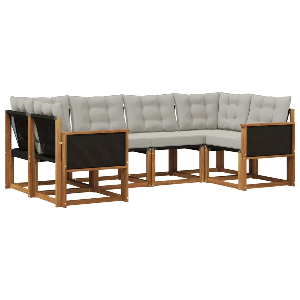 Set di divani da esterno 6 pz Naturale e Grigio chiaro 3382167