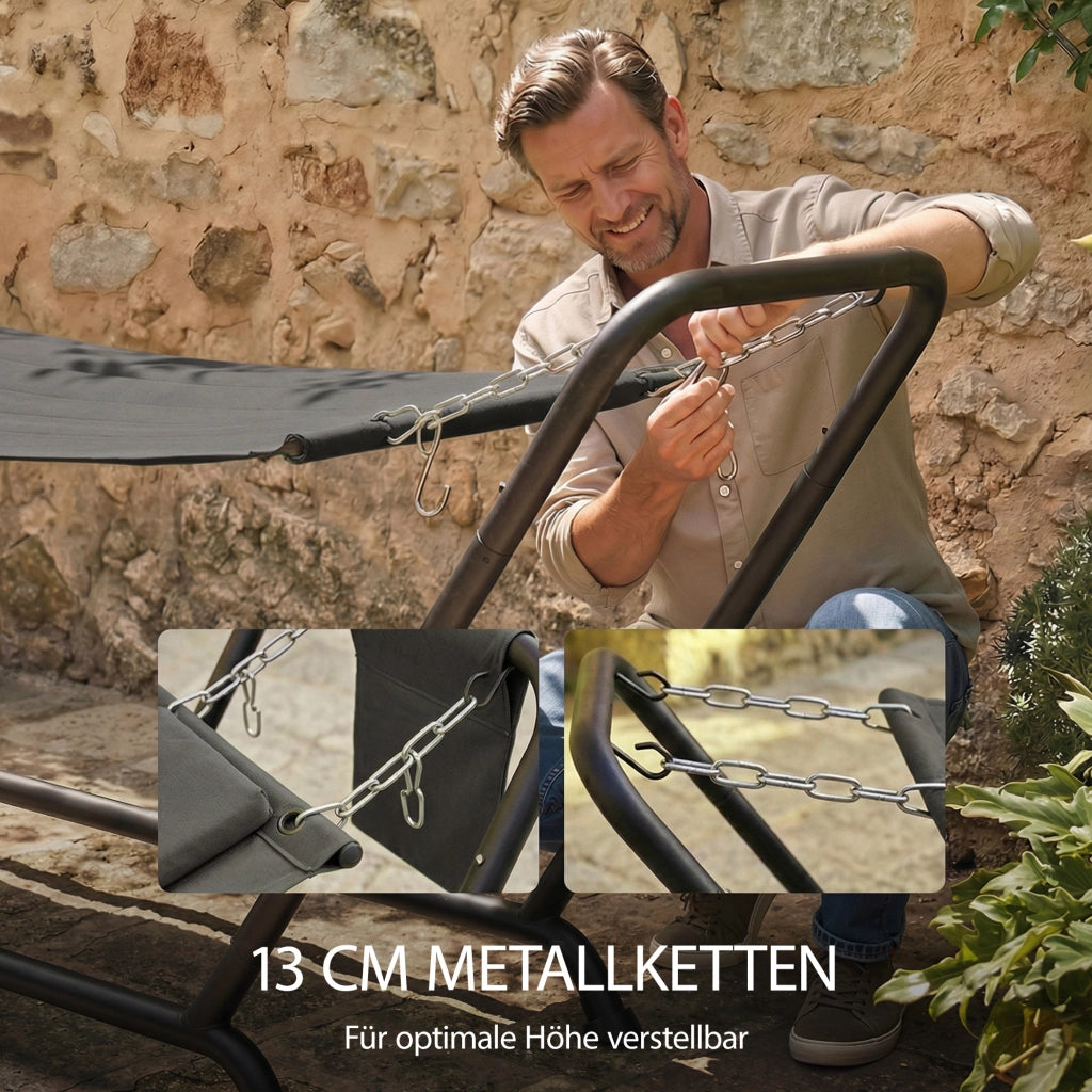 Amaca con Stuttura ¨C zephmum ¨C Grigio 237x90 cm 150 kg