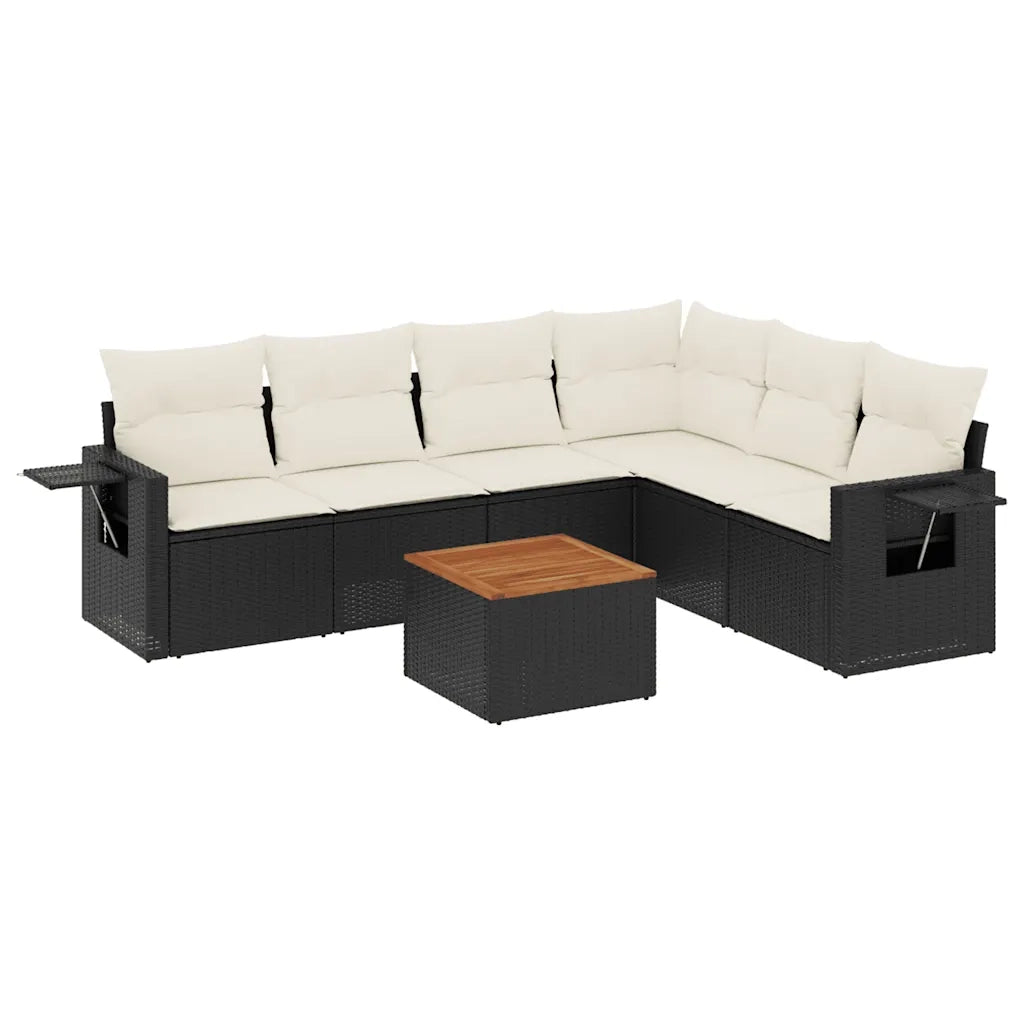 Set Divani da Giardino con Cuscini 7pz Nero Polyrattan 3256910
