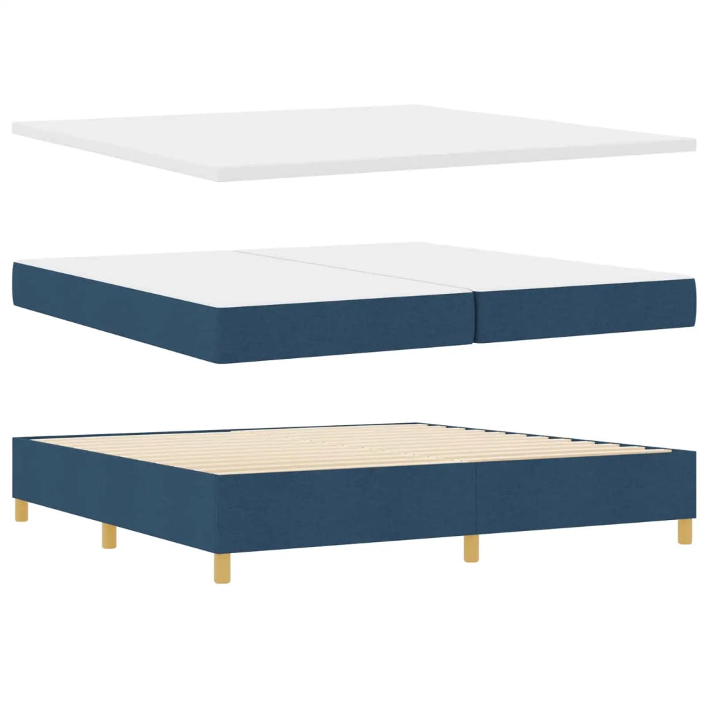Letto a molle con materasso con led Blu 200 x 200 cm Tessuto