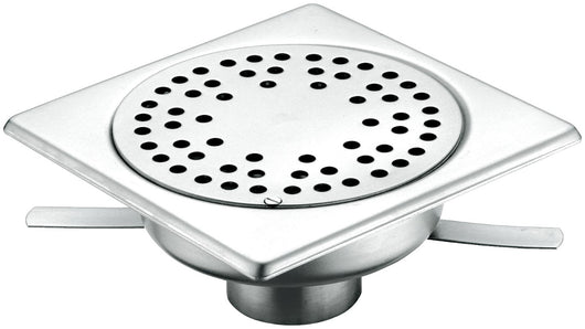 Piletta da pavimento sifonata in inox, cm 15x15