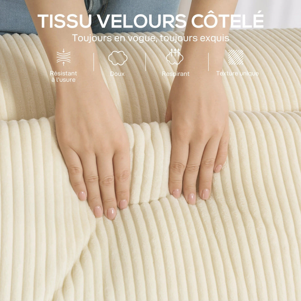 Divano 3 posti in velluto ¨C Minimal ¨C beige 202x90x76cm