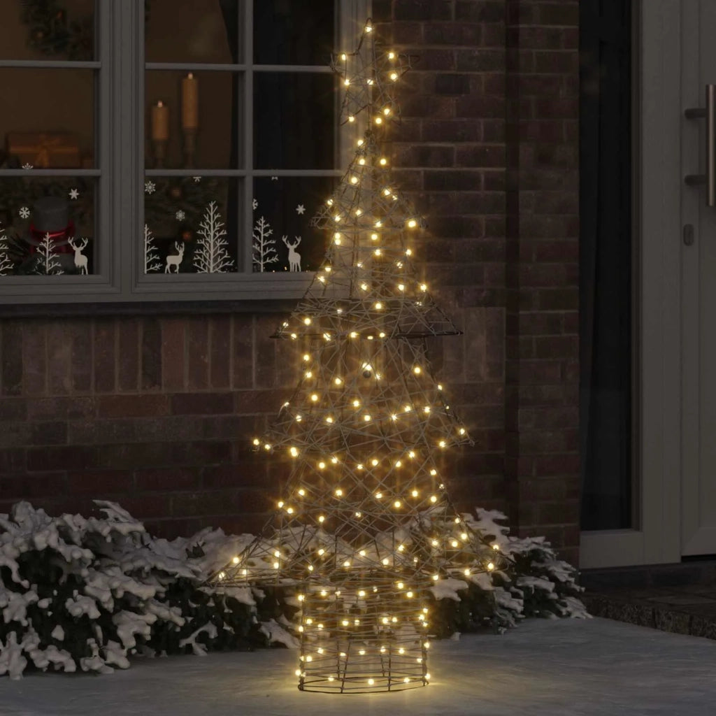 Albero di Natale con 160 LED Bianco caldo 150 cm Rattan 42018992