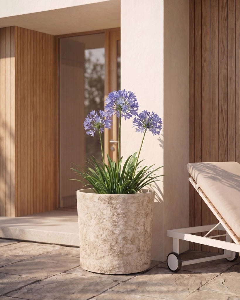 Vaso da fiori alto in pietra mista, per giardino, per interni ed esterni, 44x43 cm, beige chiaro
