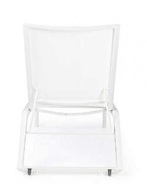 Set 4 Lettini Prendisole da Giardino 67x194x95h cm Cruise con Ruote Bianco