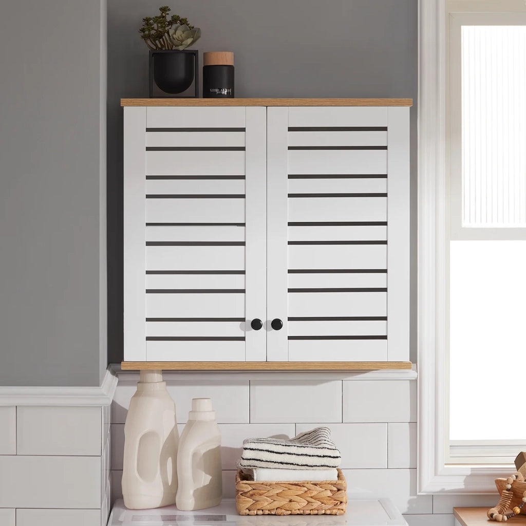 Pensile Bagno Pensile Cucina Armadietto Bagno Armadietto 2 Ripiani Montabile a Parete BZR42-W