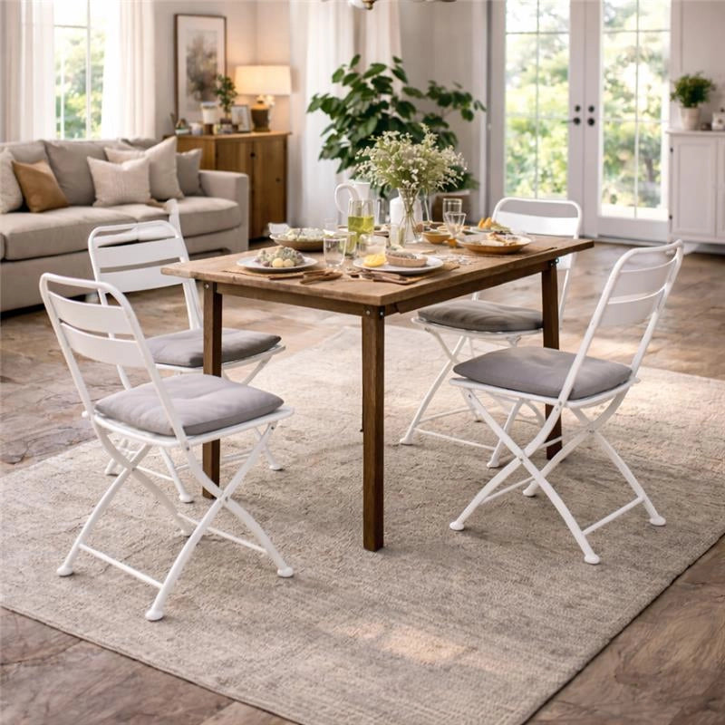 SET 2 SEDIE BRISTOL PIEGHEVOLE IN FERRO BIANCA  42 X 50 X 88 H