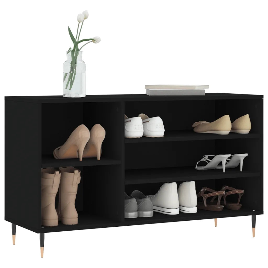 Scarpiera Nera 102x36x60 cm in Legno Multistrato 831405