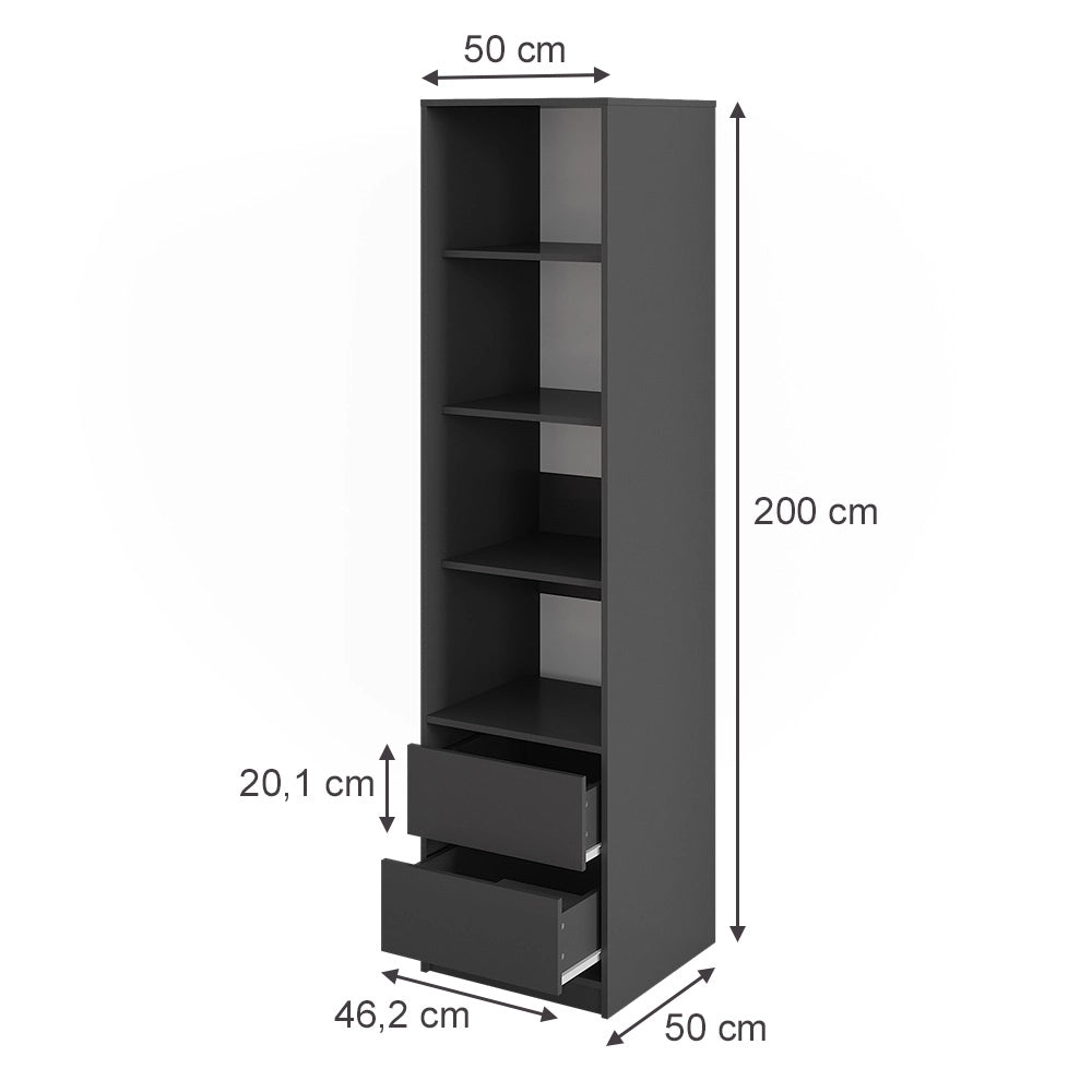 Armadio Elmo Antracite 50 x 200 cm Vicco