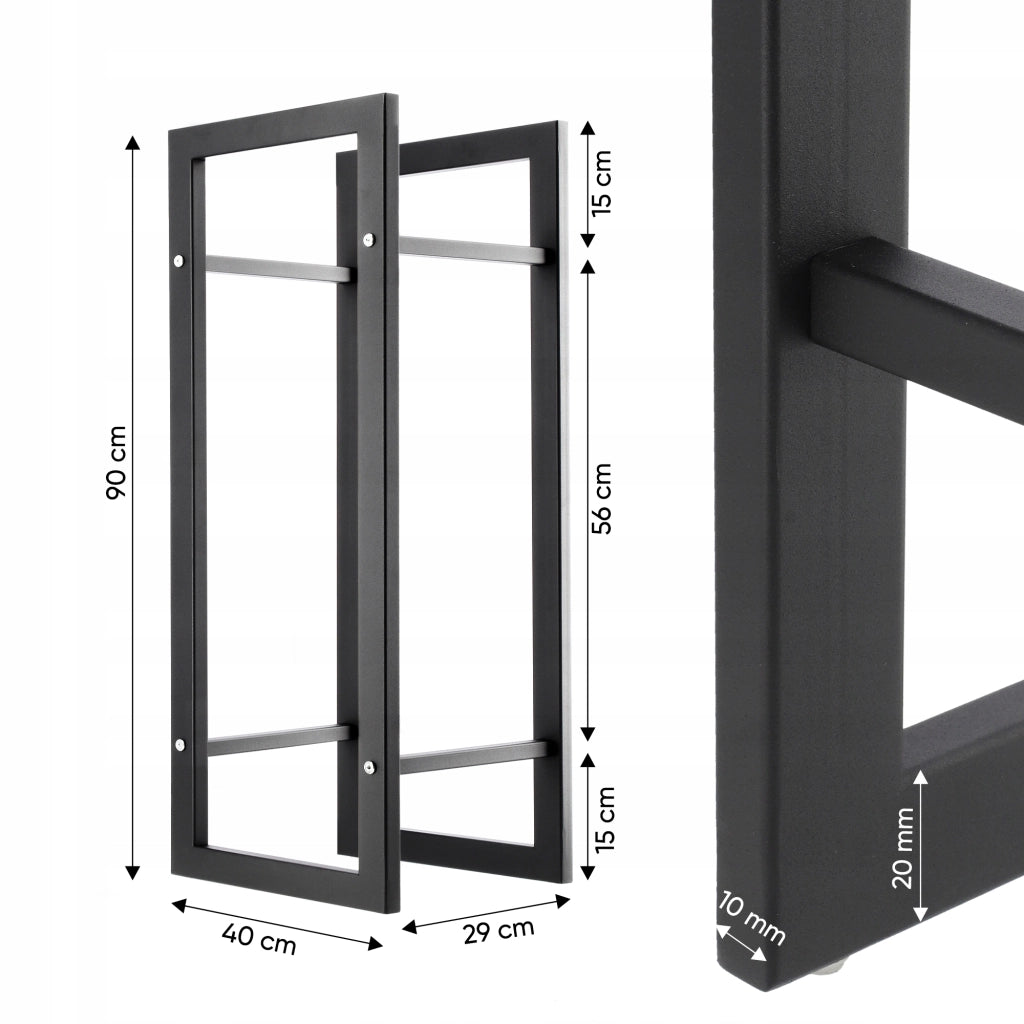 KADAX Supporto per legna da ardere in metallo, ampio ripiano solido, 90 cm