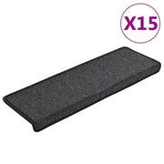 Tappetini per scale 15 pz | Gradini per Scale 65x21x4 cm Antracite Bordo rettangolare