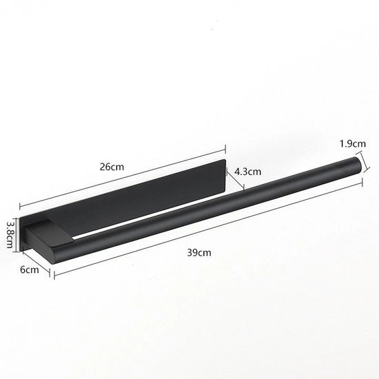 Maniglione per asciugamano - maniglione per bagno - Maniglione per asciugamano senza foratura - maniglione nero - 39*6*3,8 cm - Acciaio inossidabile - Nero