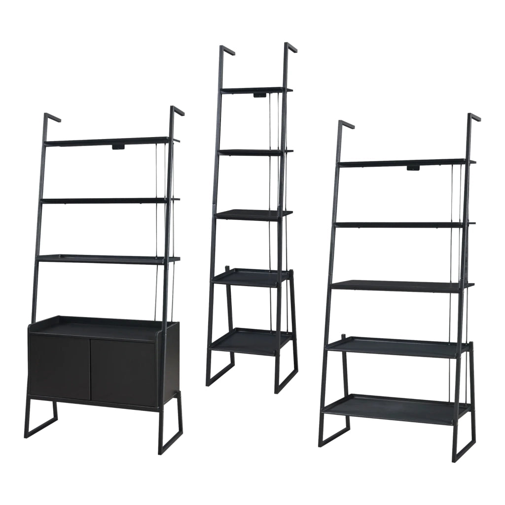 Set di 3 mobili con 3 ripiani a scala neri 03_0009385