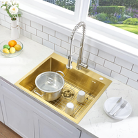 Lavello In Acciaio Liam Brush Gold senza rubinetto da cucina