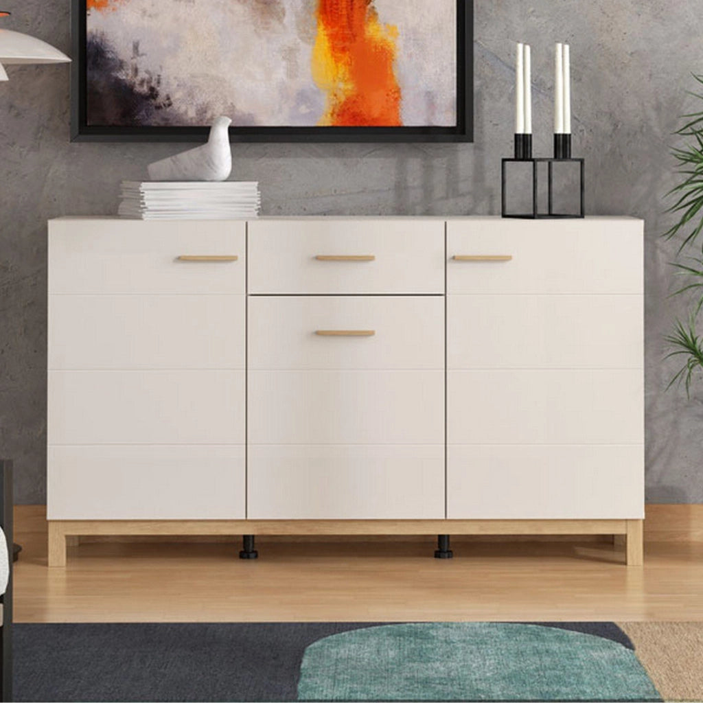 Madia Pianico, Credenza 3 Ripiani, 154x41.5x89h cm Bianco Crema
