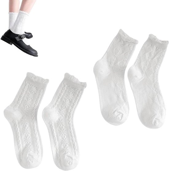 2 paia di calze da donna in cotone premium - biancheCalze eleganti e carine per donne - calze sportiveAdatte per abbigliamento da tempo libero - idea regalo per lei