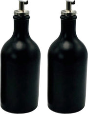 Bottiglia in terracotta nera da olio con beccuccio - Set da 2 - Prodotto in Germania