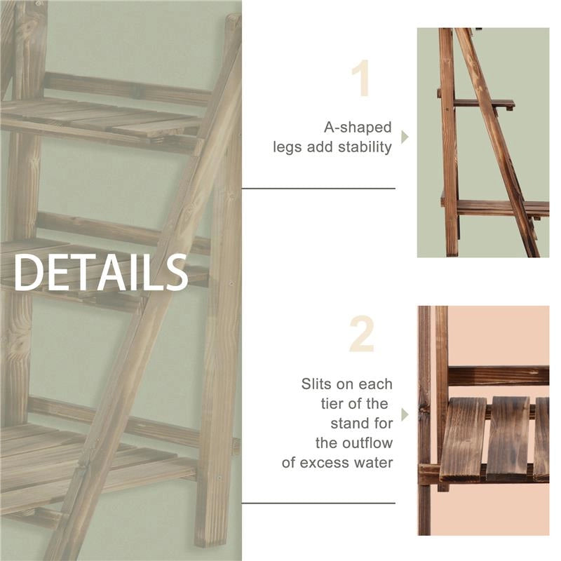 SCAFFALE PORTAPIANTE PIEGHEVOLE IN LEGNO DI ABETE CON 3 LIVELLI D 80X37X93 CM