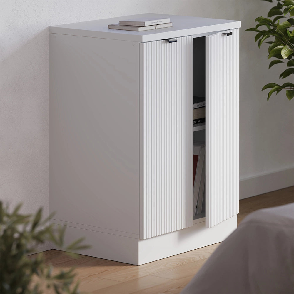 Mobile cucina sottotetto R-Line Ondulazione bianca/Bianco 60 cm senza inclinazione con 2 ante Vicco