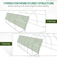 Serra a Tunnel 6 x 3 x 2 m con Coperture Arrotolabili, Protezione UV, Telaio in Acciaio Zincato, Verde