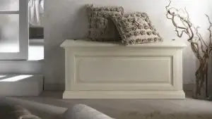 Cassapanca Catia in legno Shabby chic bianco anticato