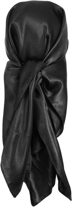 Sajaal in Tela di Seta Nera per Donne - Fascia di Capelli in Satin - Elegante e Versatile - Ideale per Tutte le Occasioni - 90 cm