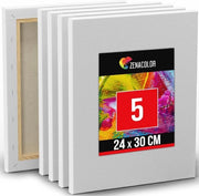 Set di 5 Tovaglie in Canapa 24x30cm - Ideali per Acquerello-, Olio- e Aquarello - Canapa Tessuta senza Acidi con Cornice in Legno