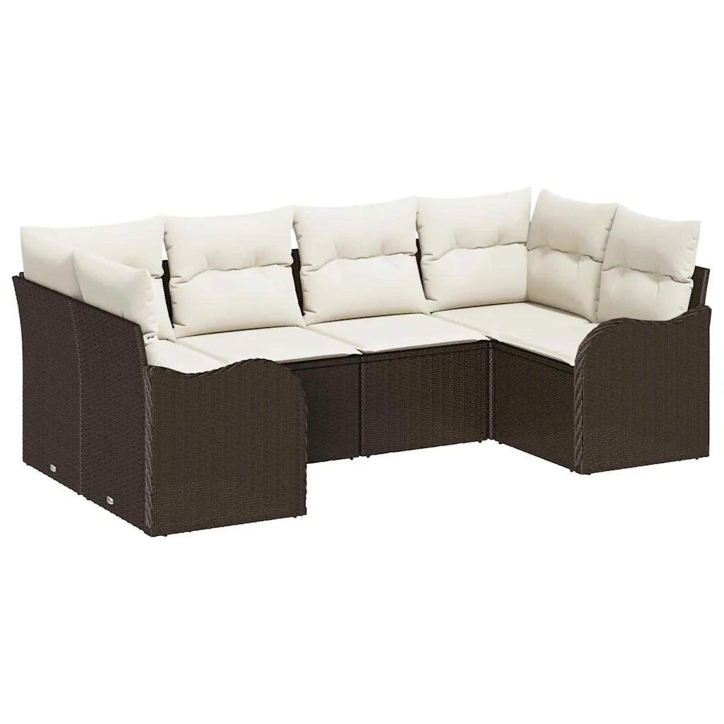 Set Divano da Giardino 6 pcs Marrone e bianco Poly Rattan 3354507