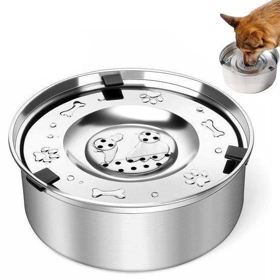 Bacino per cani 1L, acciaio inossidabile, senza kwijlen, dispenser galleggiante, impermeabile all'acqua di scarico, fondo antiscivolo per cani, ciotola per alimenti senza perdite per cuccioli e gatti, bere salutare