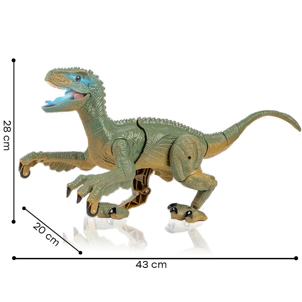 Dinosauro Telecomandato Giocattolo per Bambini Velociraptor Ricaricabile Luce LED e Ruggito