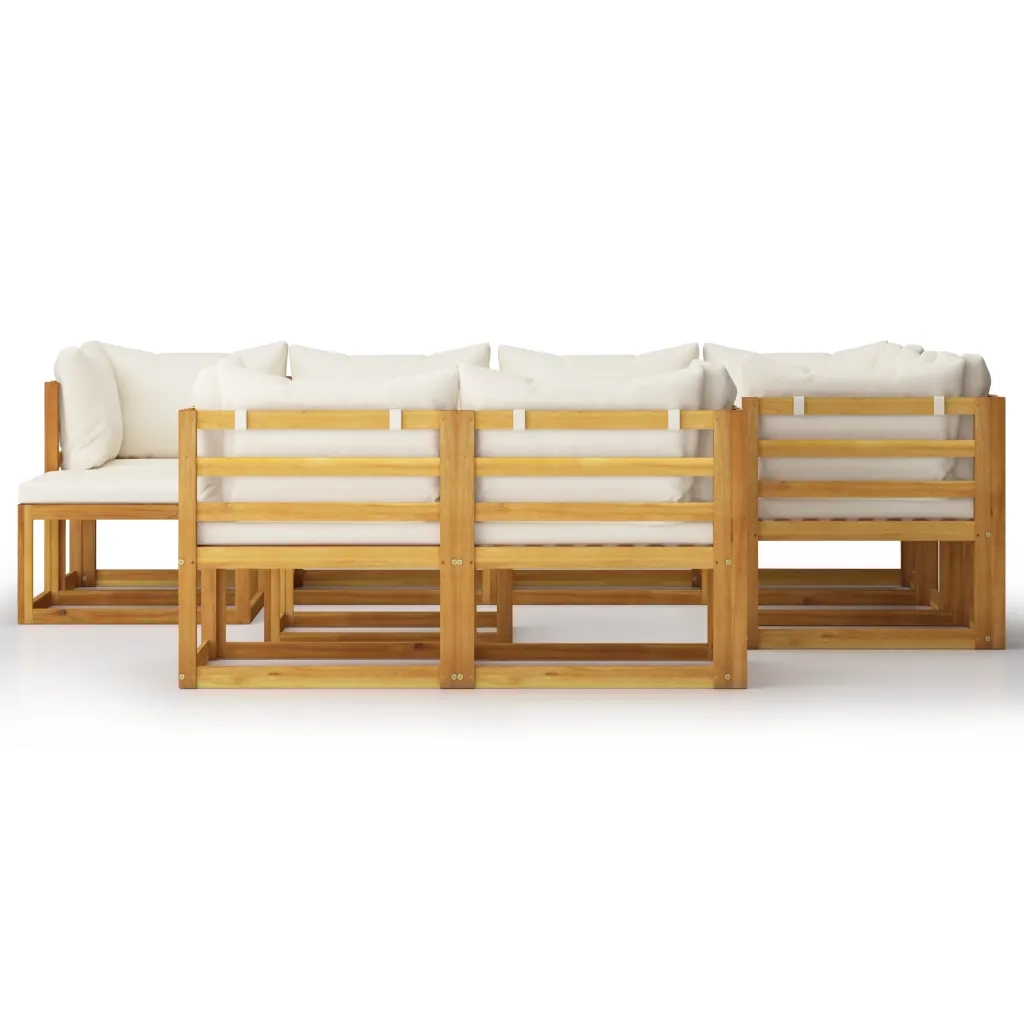 Set Divani da Giardino 10 pz con Cuscini Crema Massello Acacia 3057647