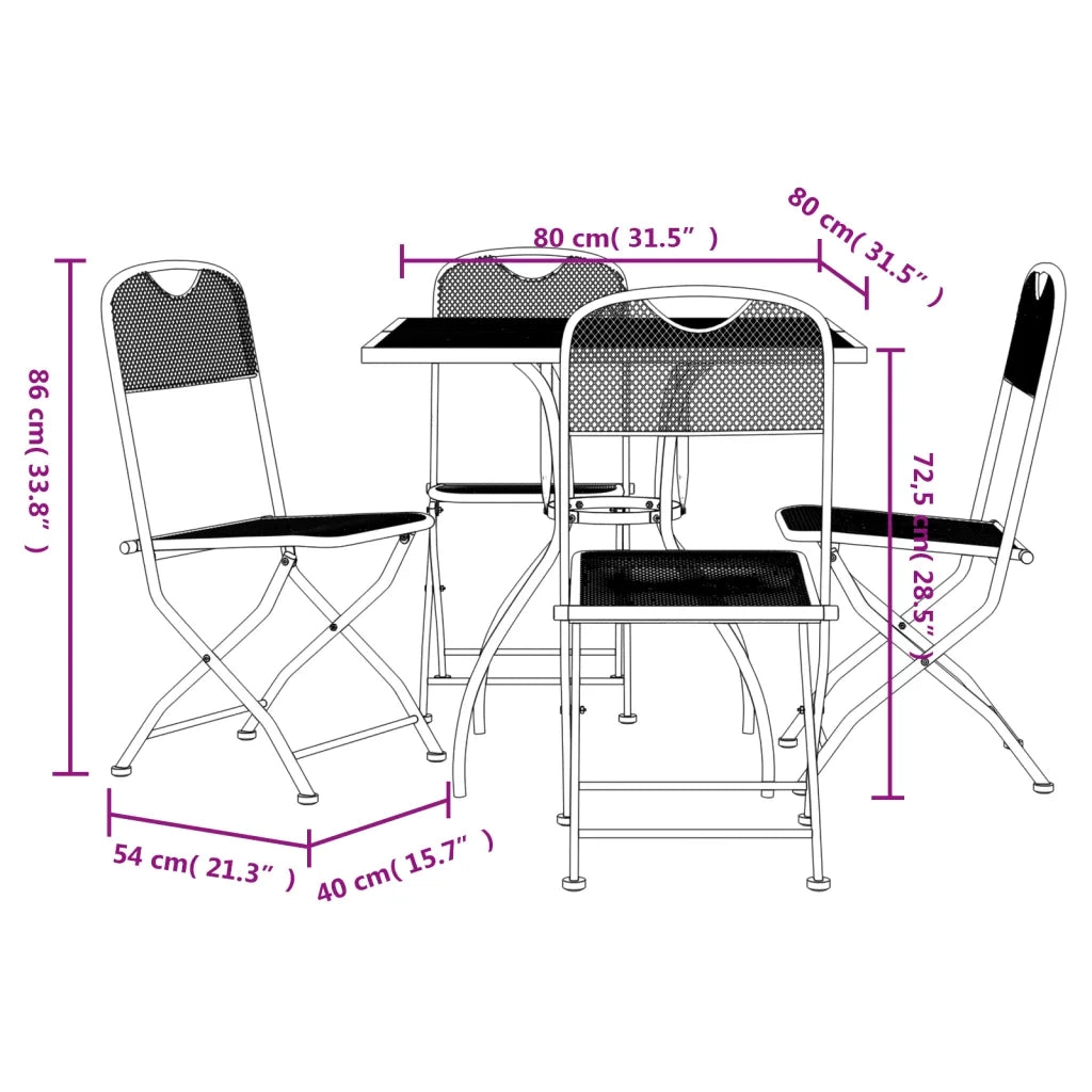 Set da Pranzo da Giardino 5pz Antracite in Rete Metallica 3211810