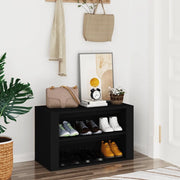 Scarpiera-Scaffale per scarpe Nera 75x35x45 cm in Legno Multistrato