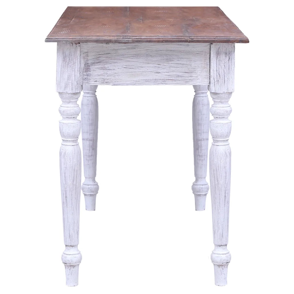 Scrivania con Cassetti Bianca 117x57x75 cm Massello di Mogano 283908
