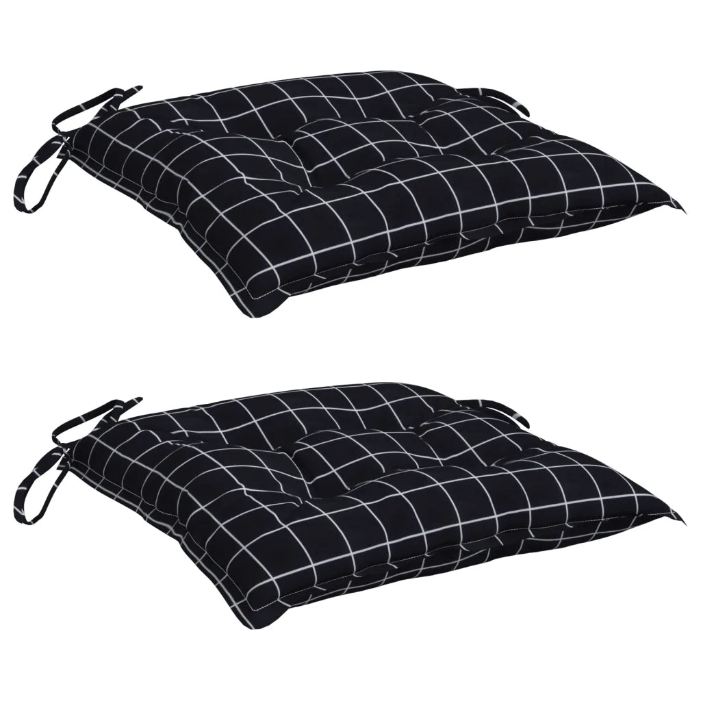 Cuscini per Sedia 2 pz | Cuscini per sedie a Quadri Neri 50x50x7 cm Tessuto Oxford
