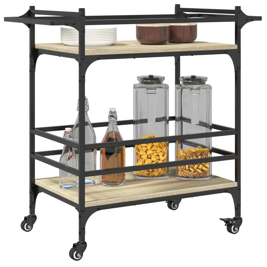 Carrello da Cucina-Scaffale per Cucina Rovere Sonoma 82x40x78,5cm Legno Multistrato