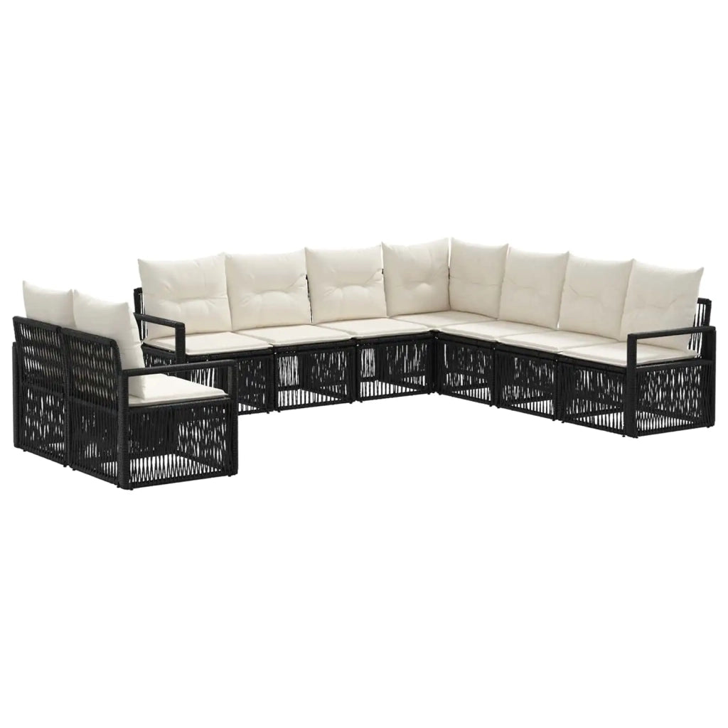 Set Divano da Giardino 9 pcs Nero polyrattan 3435751