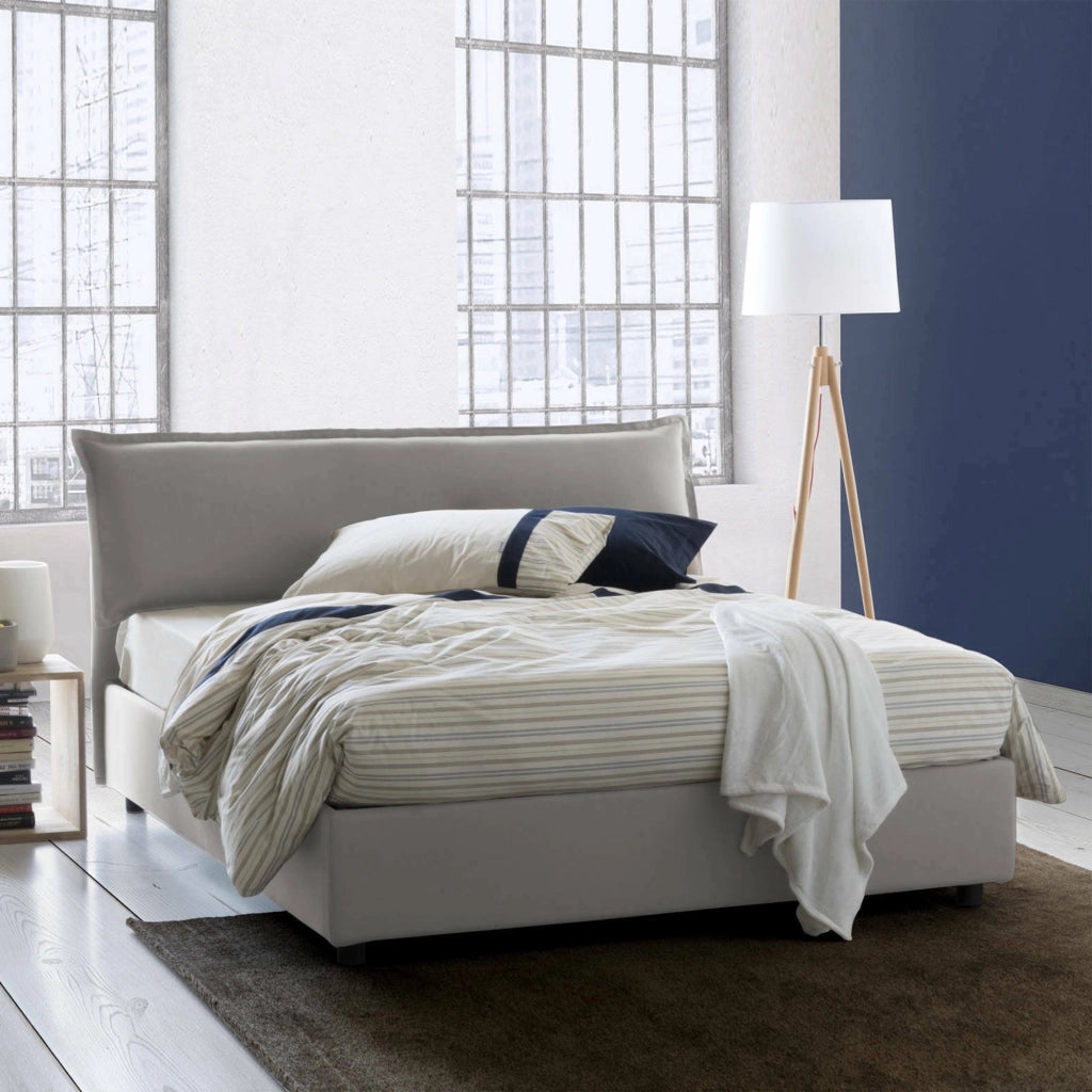 Letto Matrimoniale Amilcaren, Letto Matrimoniale Materasso Incluso Made in Italy, Grigio