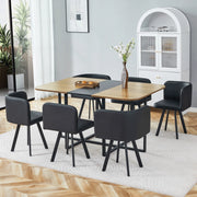 Set da pranzo estensibile con sedie in MDF; metallo e PU; nero e naturale